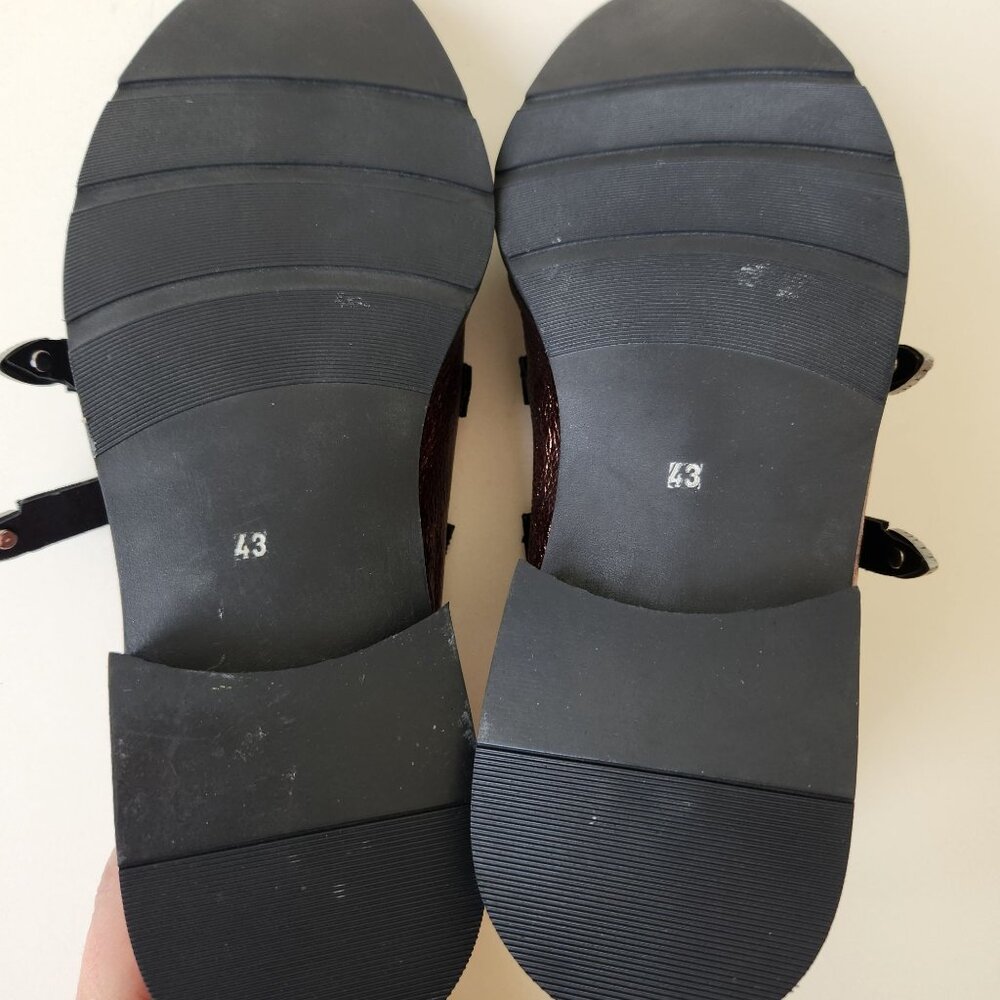 Girotti Metallic Leather Oxford Shoes Buckles Steampunk Luxury Handmade Unique 4 - Picture 9 of 16